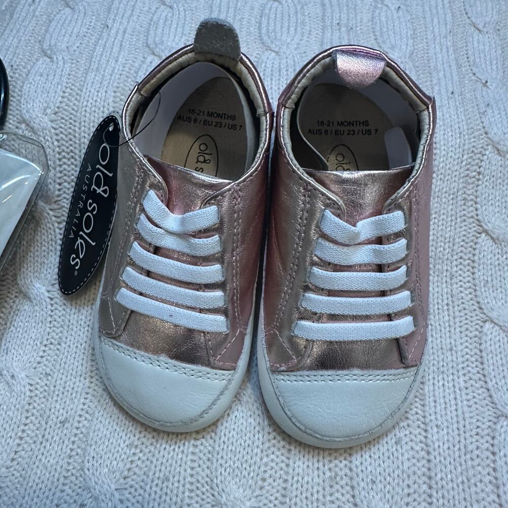 New Old Soles Eazy Tread Metallic Pink Leather Sneakers EU 23 US 7